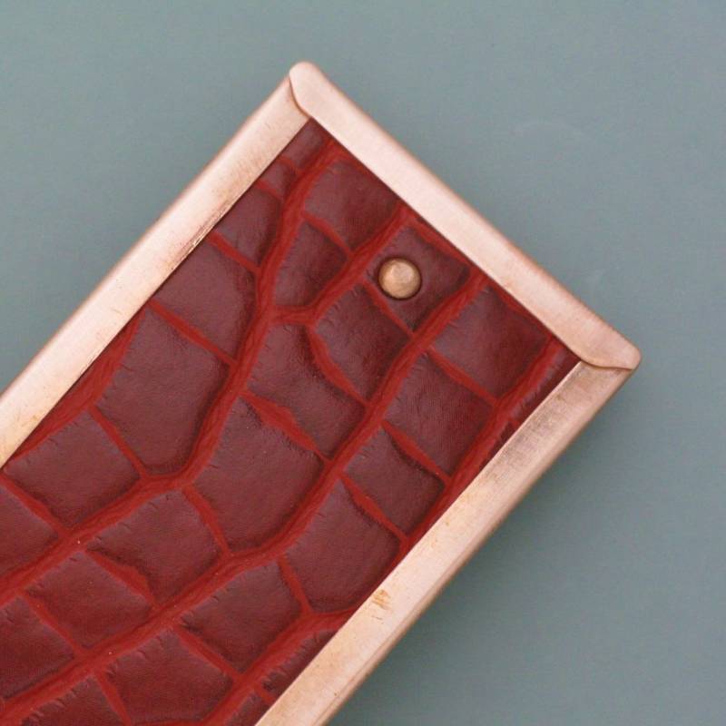Haarspange Rotes Leder/Bronze von schmuckwerkshop