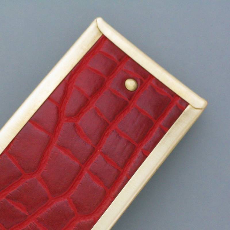 Haarspange Rotes Leder/Messing von schmuckwerkshop