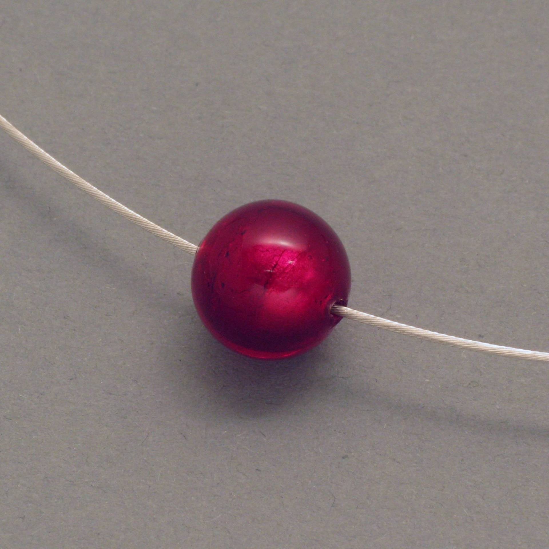 Kette Mit Muranoglas-Kugel, Rot von schmuckwerkshop