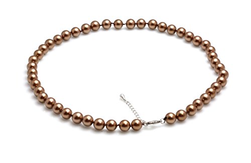 Schmuckwilli Perlenkette für Damen - 45cm Länge mit 8mm großen multifarbig runden Mallorca Perlen - Elegante Kette mit Muschelkernperlen für jeden Anlass von Schmuckwilli