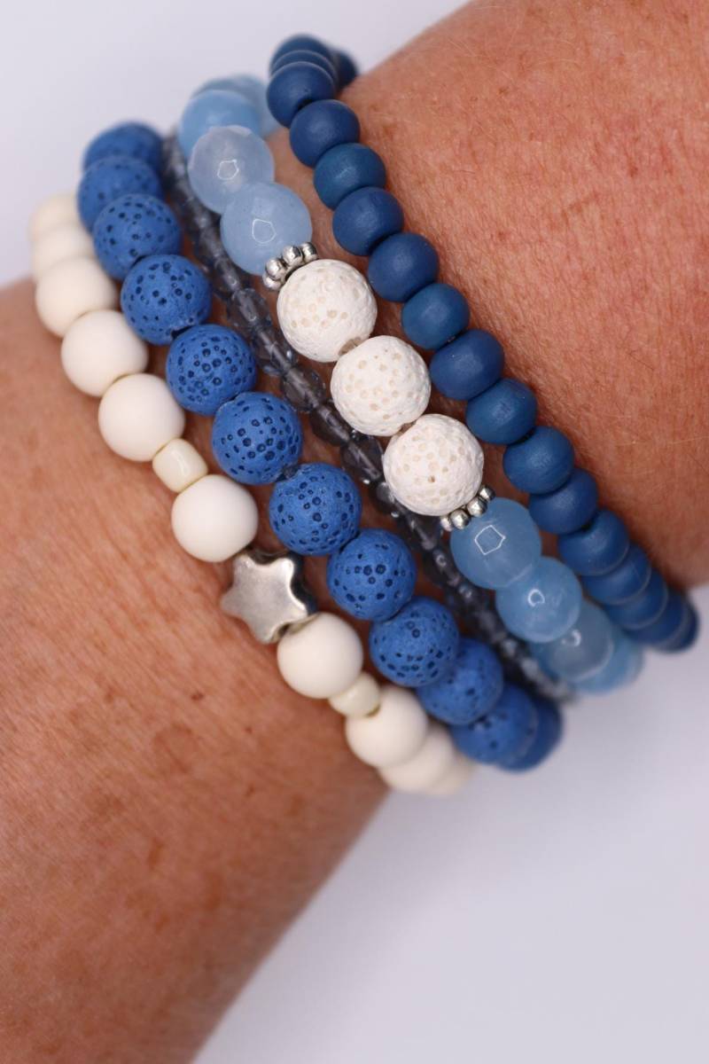 Armbänder, Set in Blau Und Weiß Mit Stern von schmuecklichShop