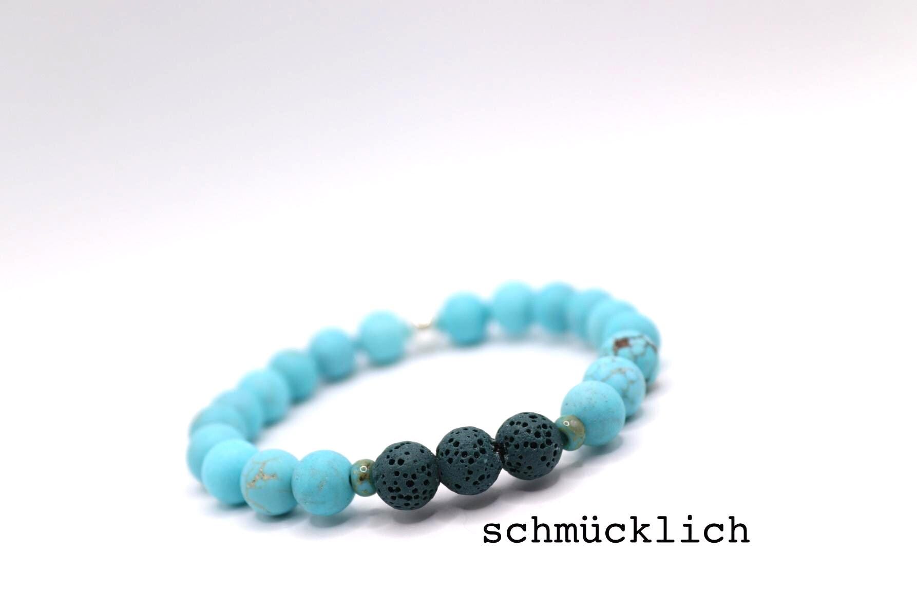 Armband Aus Naturstein Und Lava in Türkis Petrol von schmuecklichShop