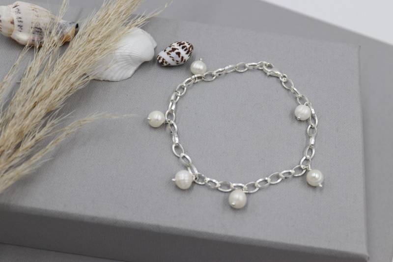Echt Silber, Gliederarmband Mit Süßwasserperlen von schmuecklichShop