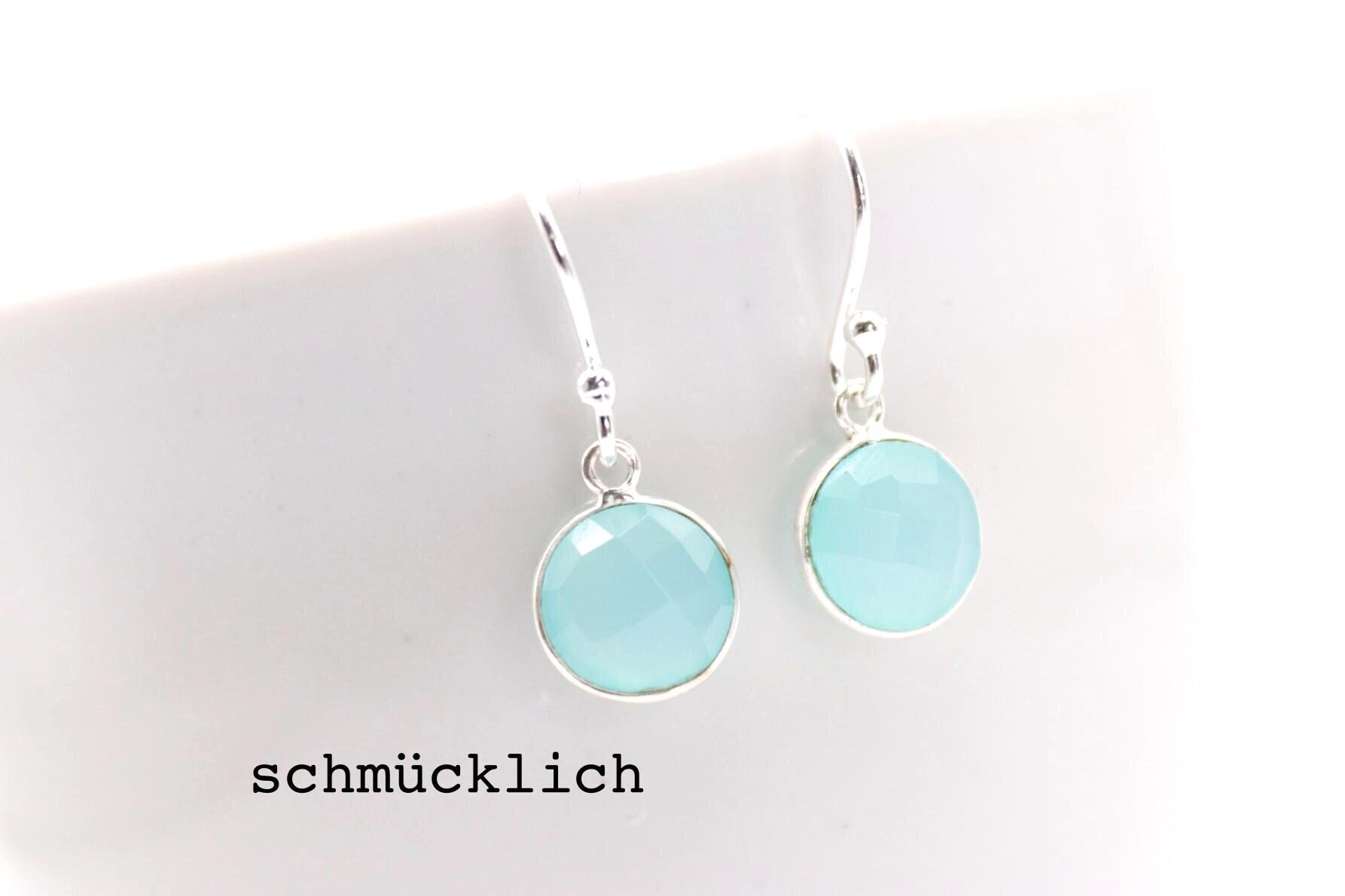 Feine Ohrhänger, Echt Silber, Mit Aqua Chalcedon von schmuecklichShop