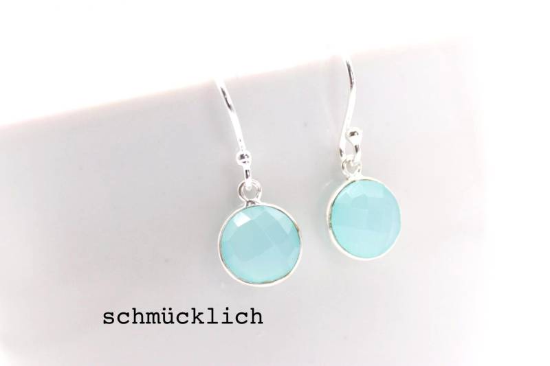 Feine Ohrhänger, Echt Silber, Mit Aqua Chalcedon von schmuecklichShop