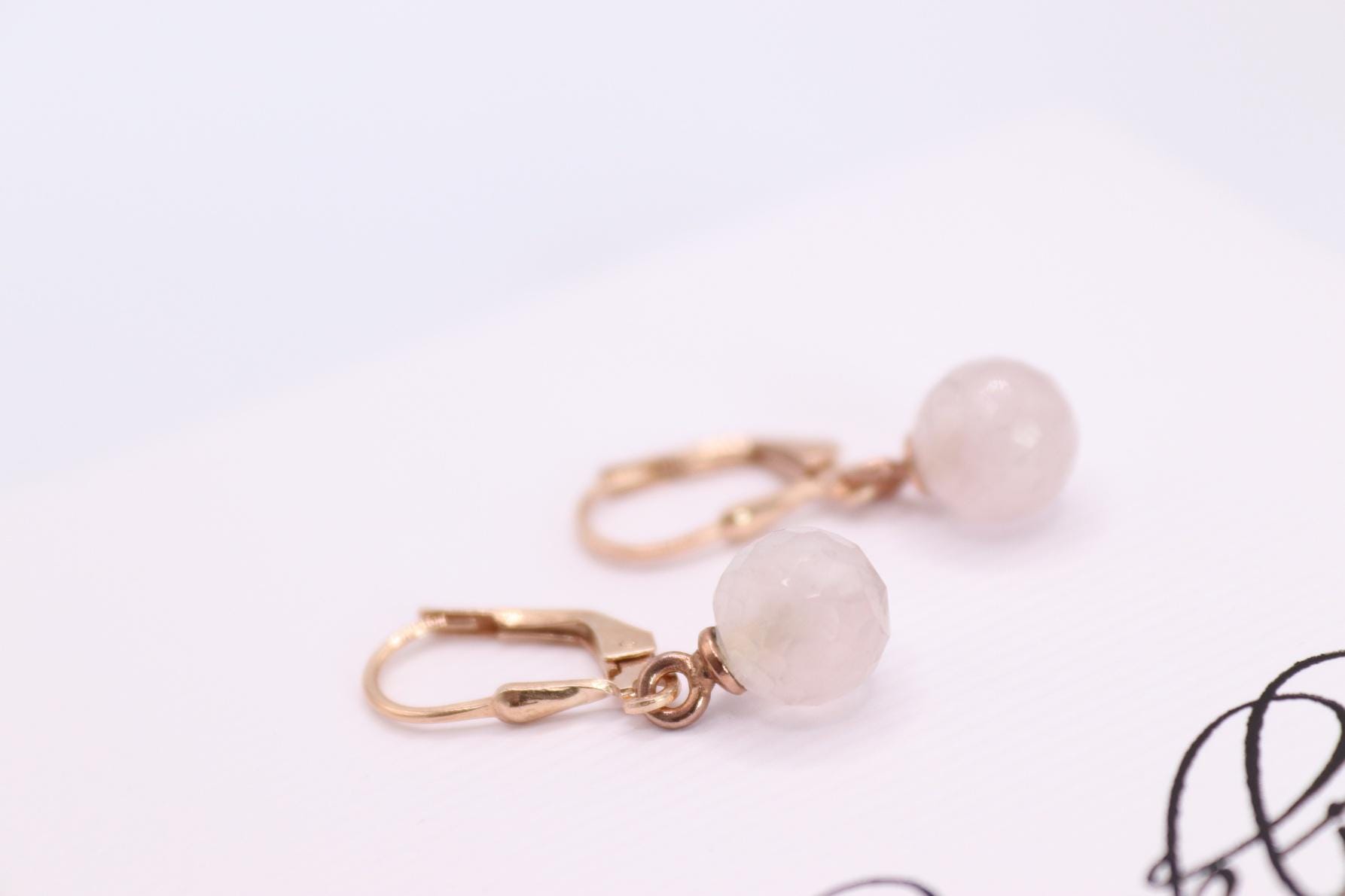Hängeohrringe, Rosévergoldet Mit Facettiertem Rosenquarz von schmuecklichShop