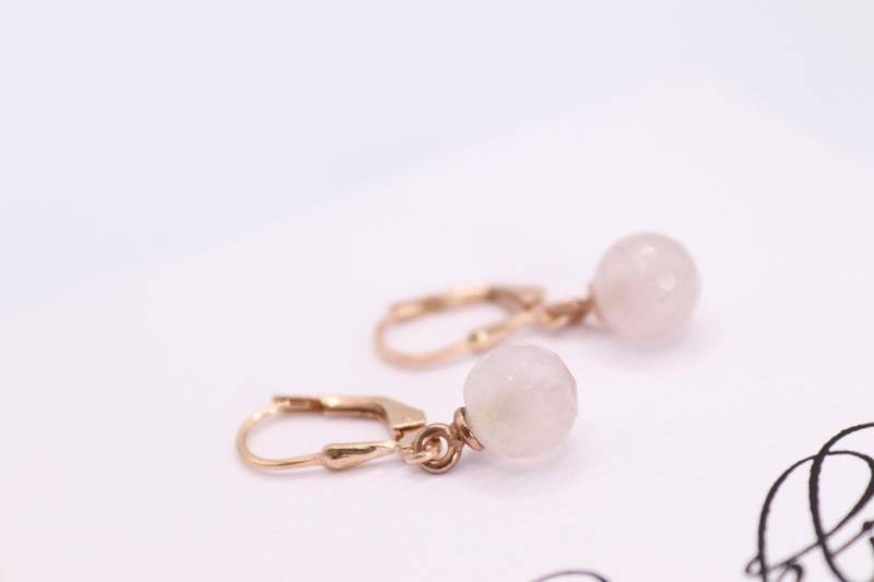 Hängeohrringe, Rosévergoldet Mit Facettiertem Rosenquarz von schmuecklichShop