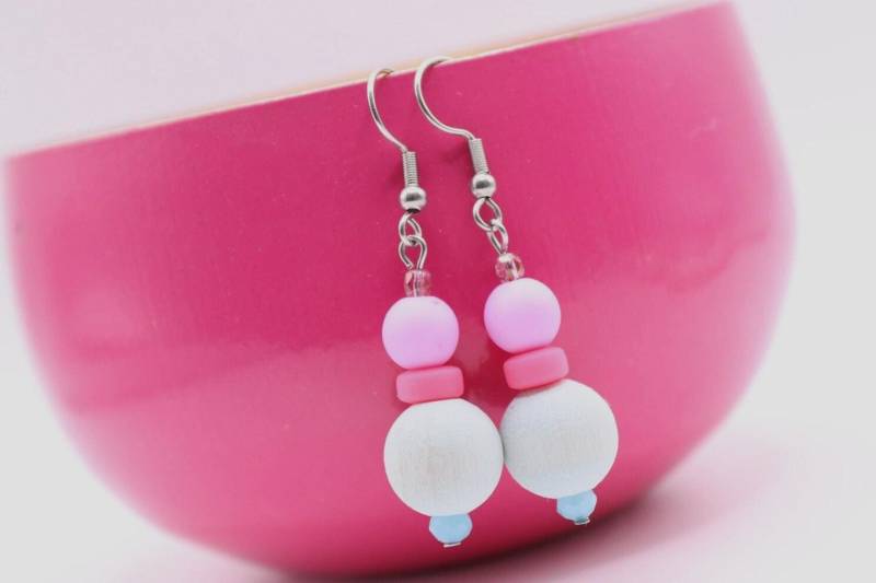 Hängeohrringe in Aquablau, Pink Und Lila von schmuecklichShop