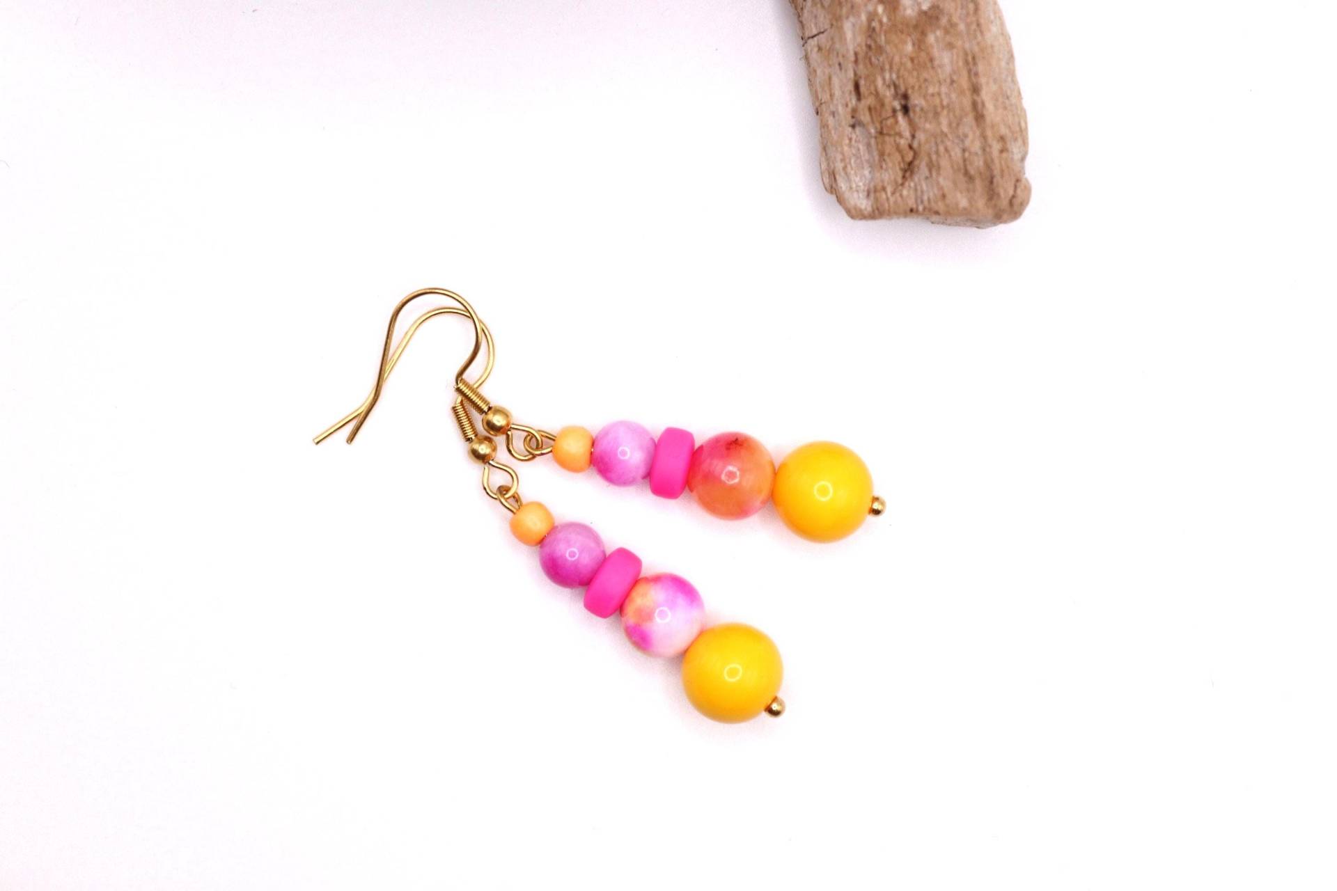 Hängeohrringe in Gelb Und Pink von schmuecklichShop