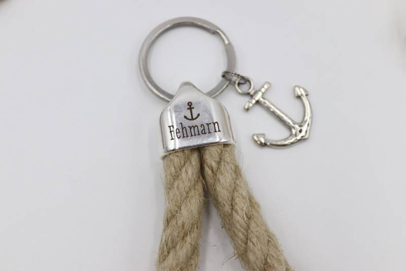 Maritimer Schlüsselanhänger "Fehmarn" Aus Echtem Juteseil Mit Anker von schmuecklichShop