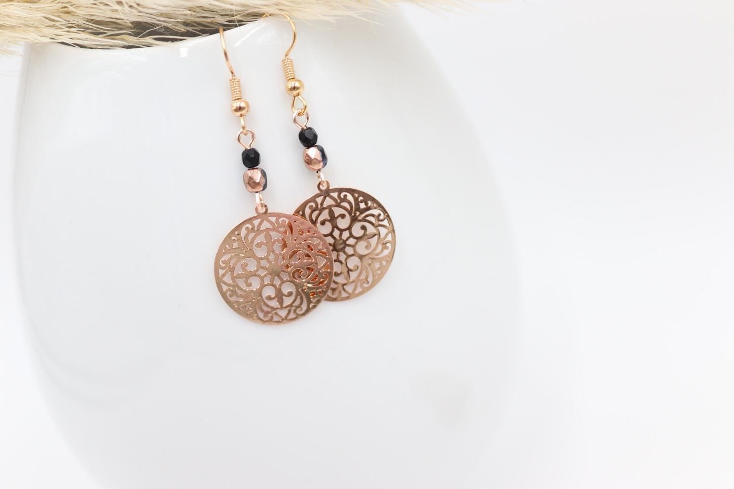 Ohrhänger, Mandala, Perlchen, Roségoldfarben von schmuecklichShop