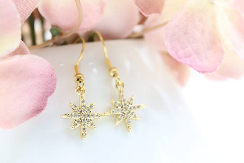 Ohrhänger Aus Edelstahl Mit Zirkonia - Stern von schmuecklichShop