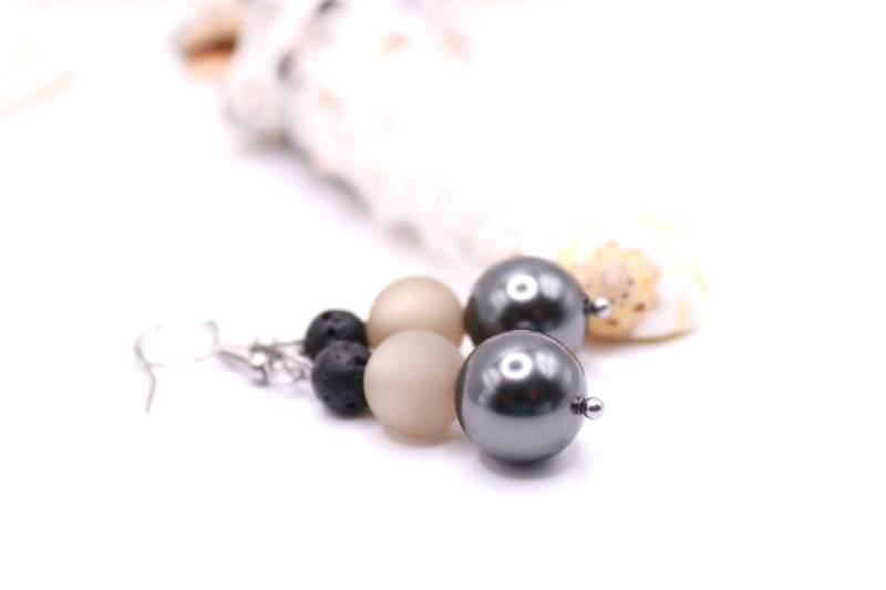 Ohrhänger Aus Swarovski®Crystal Pearl, Polaris Und Lava von schmuecklichShop