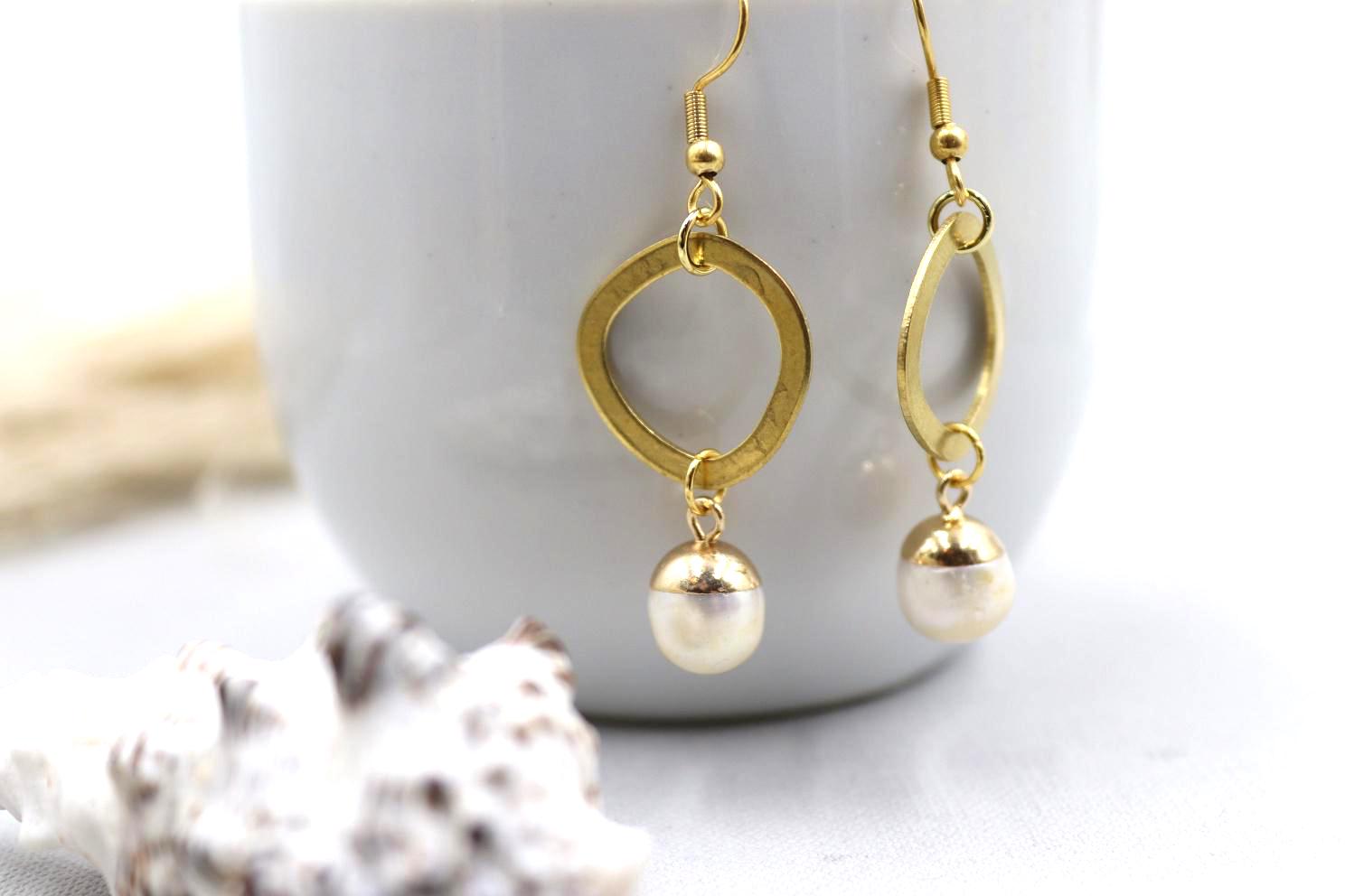 Ohrhänger Mit Kreisen Und Echten Perlen von schmuecklichShop