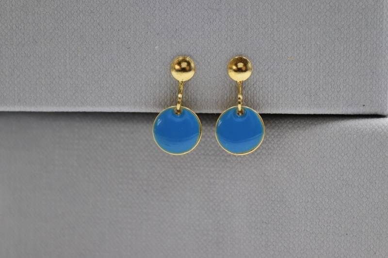 Ohrschrauben, Vergoldet Mit Blauer Metallscheibe Ohrschrauben, Vergoldet Mit Blauer Metallscheibe von schmuecklichShop