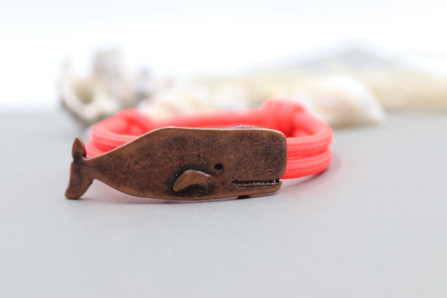 Segelseil - /Surferarmband | 5mm Mit Kupferfarbenem Wal von schmuecklichShop