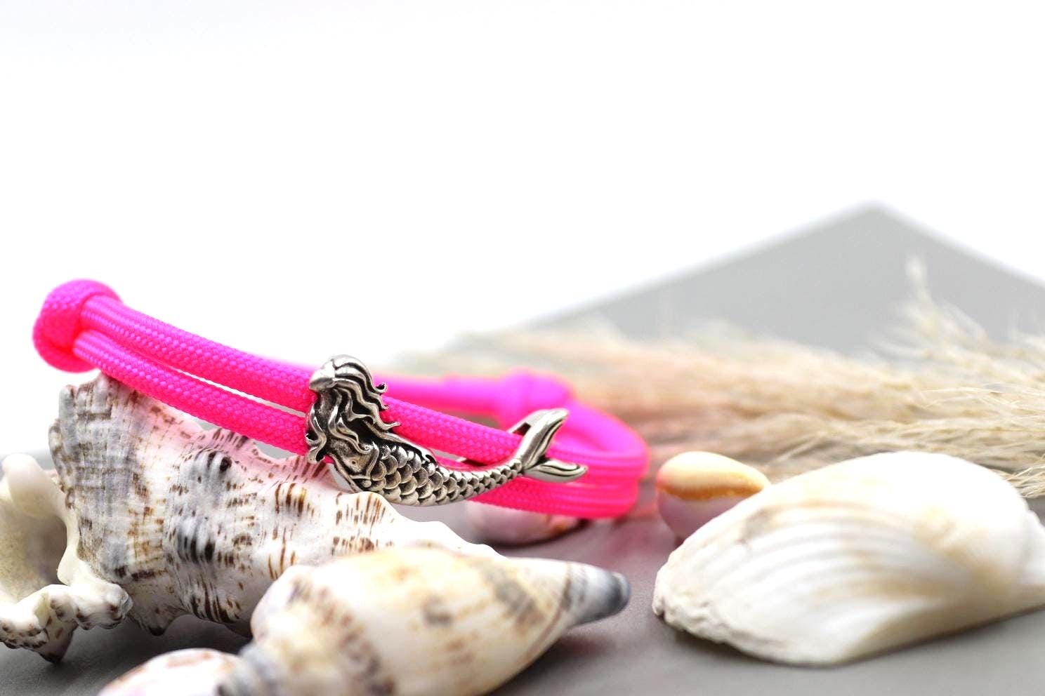 Segelseil - /Surferarmband | 5mm Mit Silberfarbener Meerjungfrau von schmuecklichShop