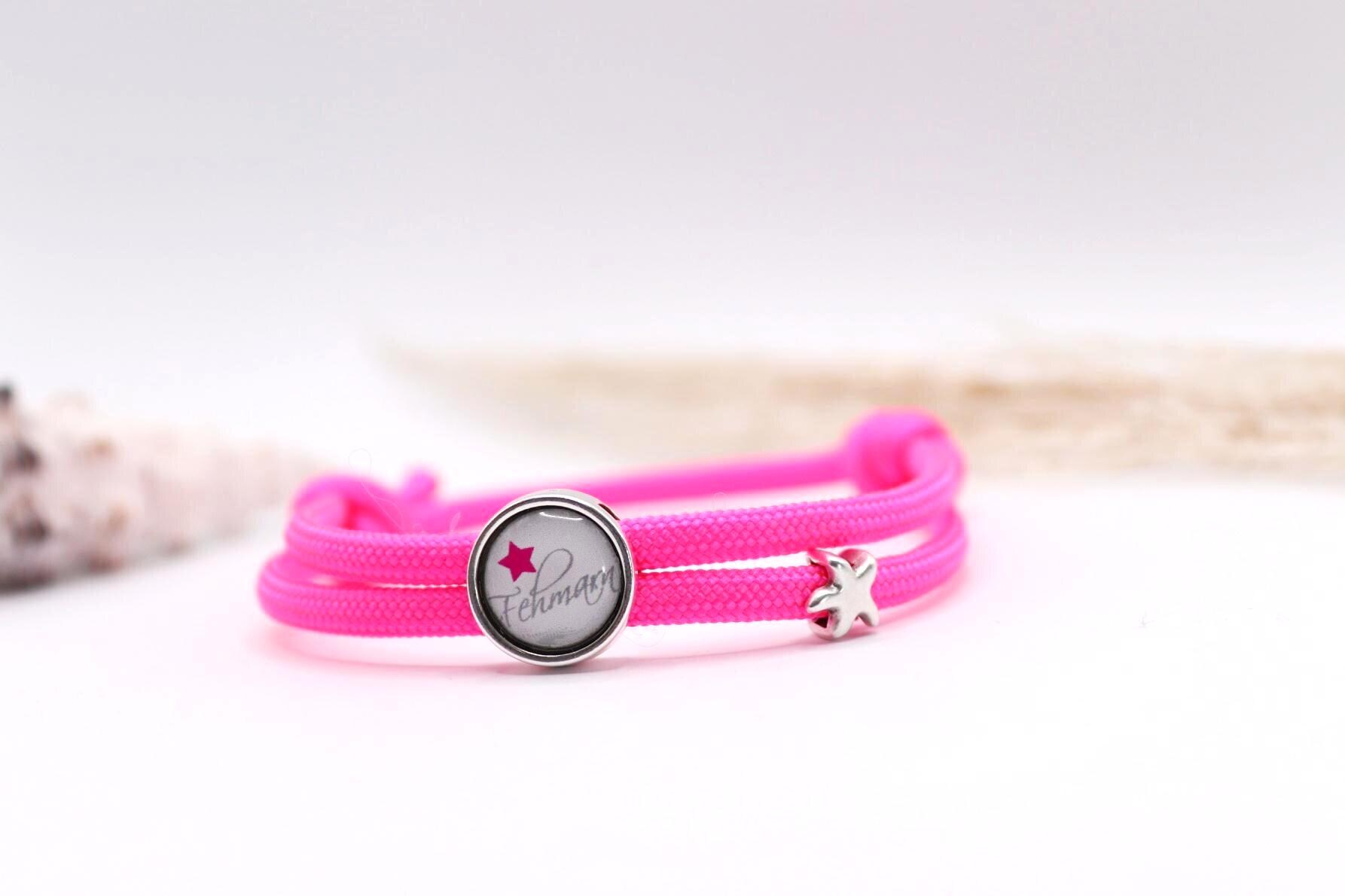 Segelseil - /Surferarmband | 5mm in Neon - Pink Und Fehmarn - Schiebeperle von schmuecklichShop