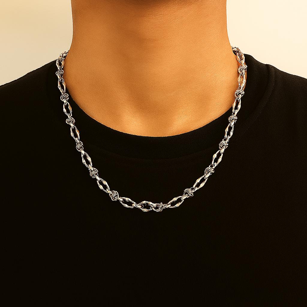 Rave Halskette Im Barbed-Wire Look - Edelstahl Kette Für Festival, Punk & Y2K Stil von schnellsport