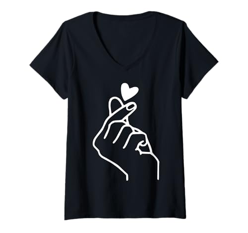 Damen schnippende Hand mit Herz T-Shirt mit V-Ausschnitt von schnippende Hand mit Herz - easy going fashion