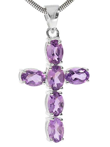 Amethyst Schmuck (Anhänger) Amethyst Anhänger Amethyst facettiert zartes Kreuz sechs Steine Größe ca. 17 mm x 27 mm 925er Sterling-Silber Modellnummer 5062 von schoener-mineralienschmuck / Edelsteinschmuck