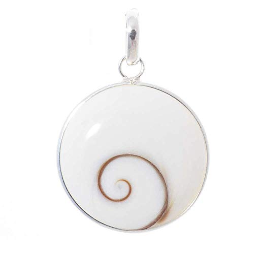 Muschel Schmuck (Anhänger) Muschel Kreiselschnecke Operculum Shiva Eye Anhänger 925er Sterling-Silber Modellnummer 1150 von schoener-mineralienschmuck / Edelsteinschmuck