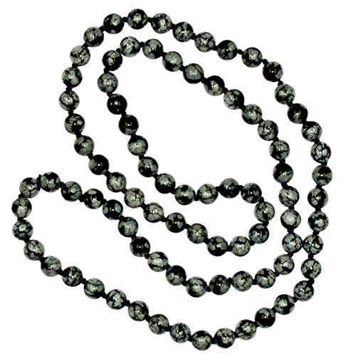 Obsidian Schmuck (Halskette) Schneeflocken-Obsidian Kette Kugeln Größe ca. 8 mm endlos geknotet Länge ca. 80 cm Modellnummer 066 von schoener-mineralienschmuck / Edelsteinschmuck