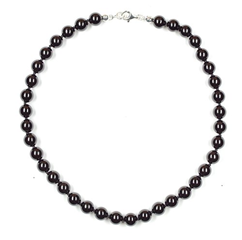 Onyx Schmuck (Halskette) Onyx Kette Onyx Kugeln Größe ca. 10 mm mit Perlseide geknotet Verschluss 925er Sterling-Silber Modellnummer 127 von schoener-mineralienschmuck / Edelsteinschmuck