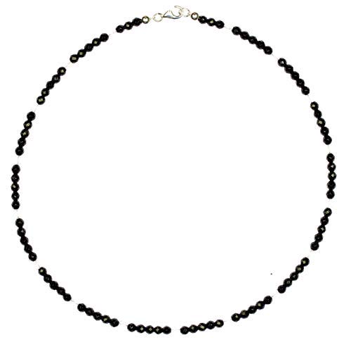 Onyx Schmuck (Halskette) Onyx Kette Onyx Kugeln facettiert mit Bergkristall Kugeln facettiert Verschluss 925er Sterling-Silber Modellnummer 7062 von schoener-mineralienschmuck / Edelsteinschmuck