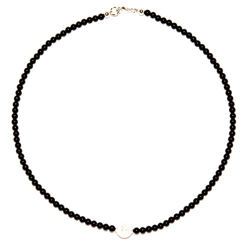 Onyx Schmuck (Halskette) Onyx Kette mit Bergkristall Kugel Verschluss 925er Sterling-Silber Modellnummer 4023 von schoener-mineralienschmuck / Edelsteinschmuck