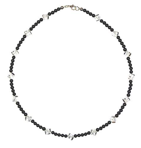Onyx Schmuck (Halskette) Onyx Kette mit Bergkristall Würfel Größe ca. 6 mm Verschluss 925er Sterling-Silber Modellnummer 8993 von schoener-mineralienschmuck / Edelsteinschmuck