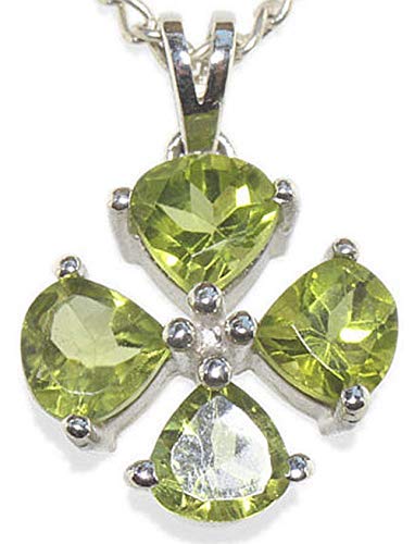 Peridot Schmuck (Anhänger) Peridot Anhänger Peridot Kleeblatt vier facettierte Peridot Steine Größe ca. 15 mm 925er Sterling-Silber Modellnummer 4935 von schoener-mineralienschmuck / Edelsteinschmuck