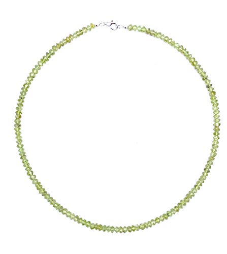 Peridot Schmuck (Halskette) Peridot Kette Peridot facettiert Linsen Größe ca. 4 mm Verschluss 925er Sterling-Silber Modellnummer 506 von schoener-mineralienschmuck / Edelsteinschmuck