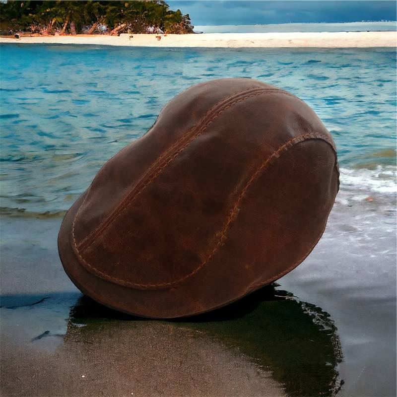 Hochwertige Handgenähte Schiebermütze Aus Leder, Flache Kappe, Flap-Cap, Im Vintage-style von schoenundschoenes