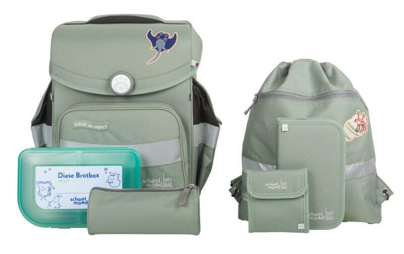 school mood - schoolmood Reef Schulranzen-Set 6-tlg. Timeless 980g 23l Grün von school mood