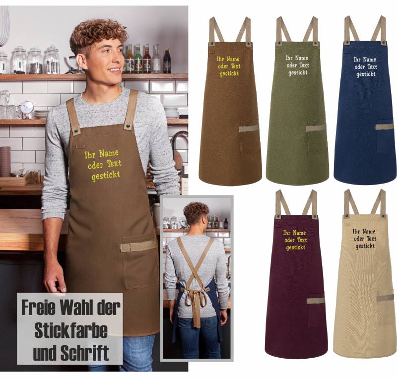 Crossback-Schürze Bestickt Mit Wunschtext/Namen Grillschürze, Kochschürze, Backschürze Für Damen Und Herren von schuerzenmarkt