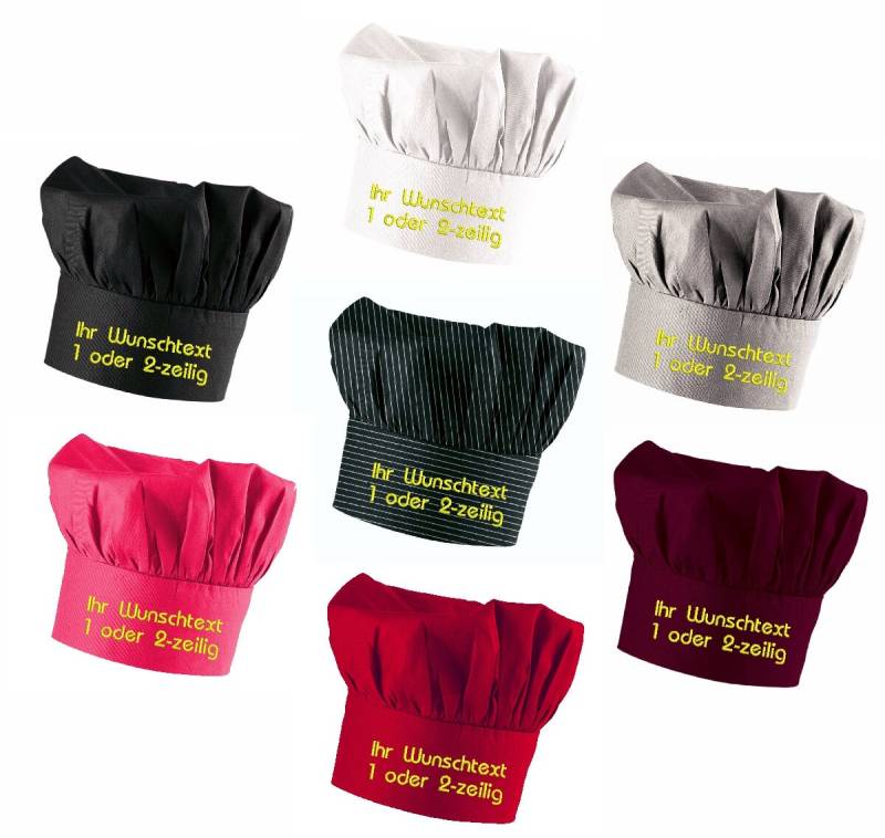 Kochmütze Mit Name/Text Bestickt. 1 - Oder 2-Zeilig. Individuell Bestickte Für Damen & Herren von schuerzenmarkt