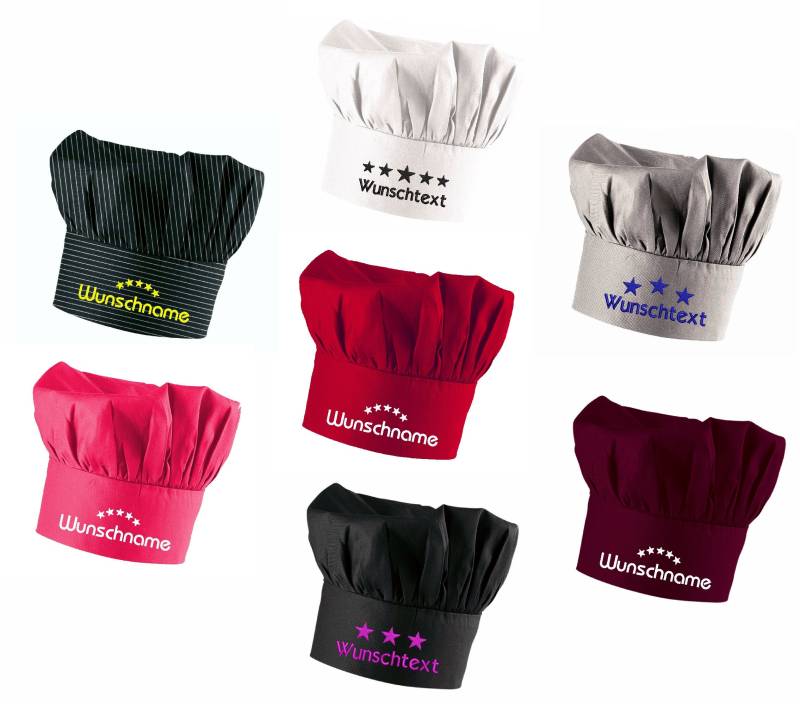Kochmütze Mit Name Bestickt + Sterne. Freie Wahl Aus 30 Stickfarben Und Sternmotiv. Individuell Bestickte Für Damen Herren von schuerzenmarkt