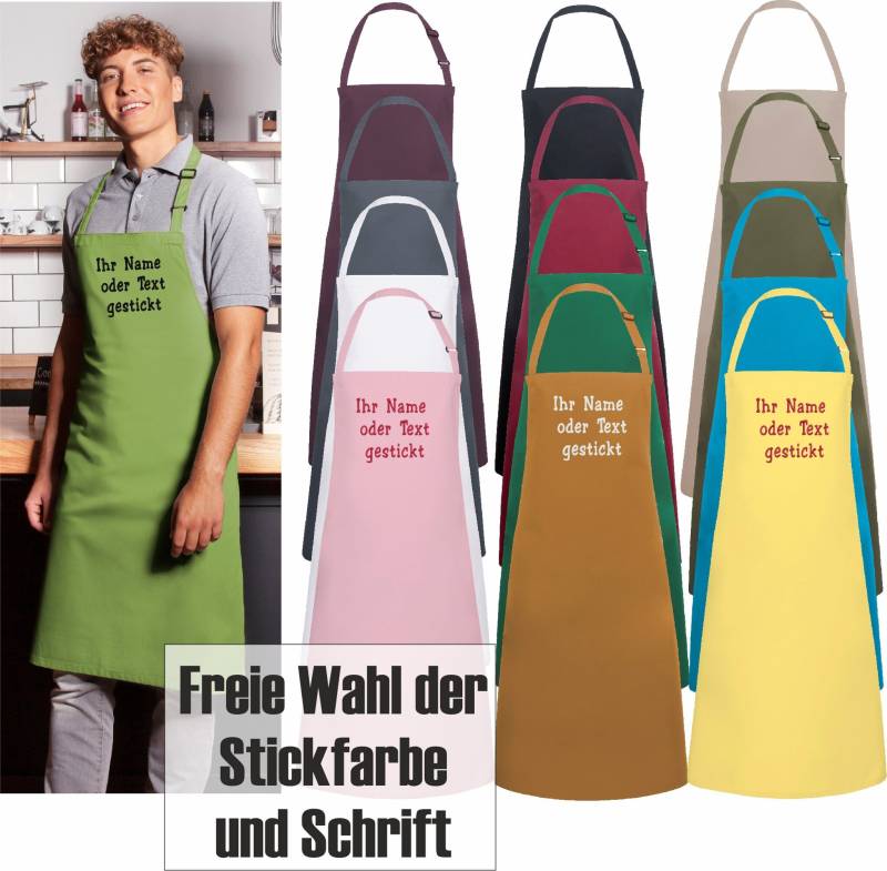 Schürze Bestickt Mit Wunschtext/Namen Grillschürze, Kochschürze, Backschürze Für Damen Und Herren von schuerzenmarkt