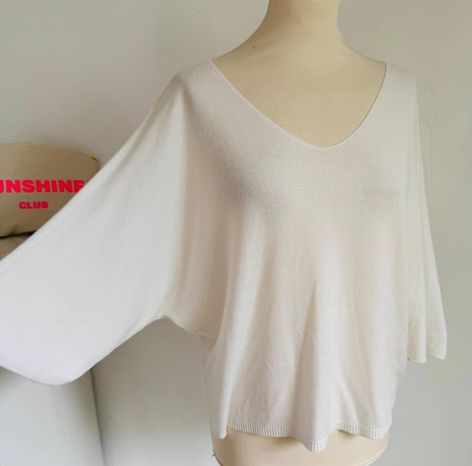 Leichter Feinstrick-Pullover Halbarm - Creme Schuhzwang von schuhzwang