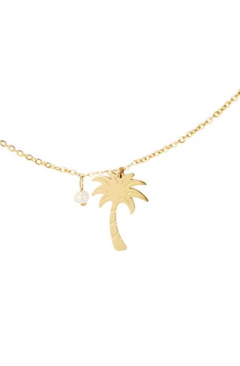 Little Palmtree Halskette Mit Palme Und Perle - Gold Schuhzwang Urlaub Geschenkidee Hochzeit Geburtstag Sommermode von schuhzwang