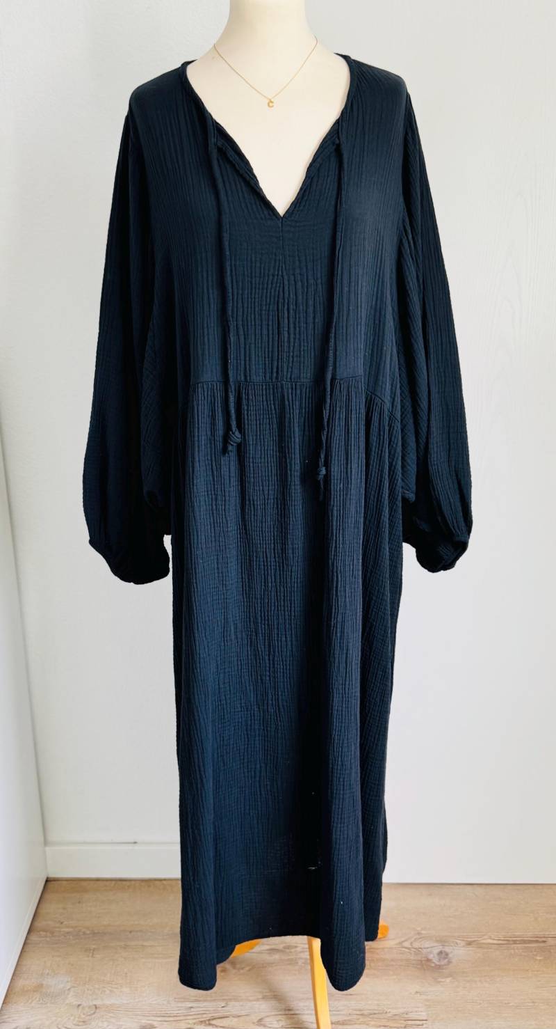 Maxi-Musselinkleid Lisanne Mit Ballonärmeln - Schwarz Schuhzwang von schuhzwang