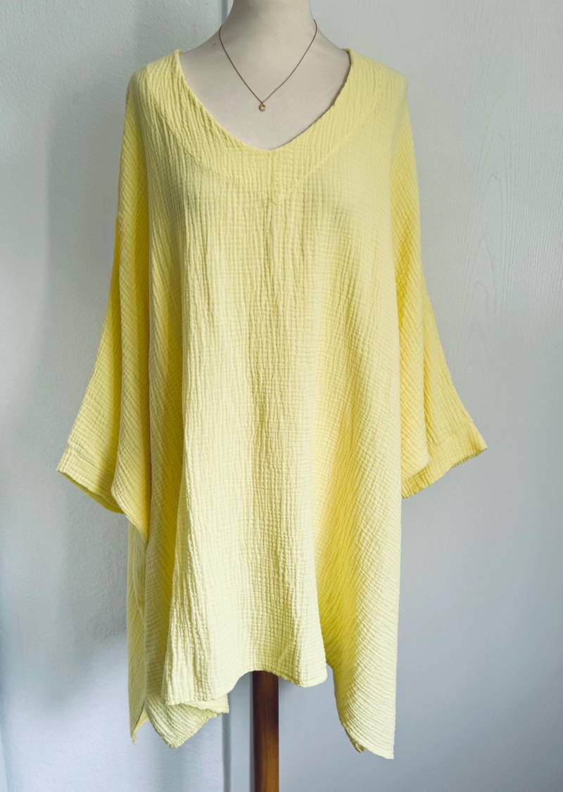 Musselin-Poncho-Tunika Kleid - Hellgelb Schuhzwang von schuhzwang
