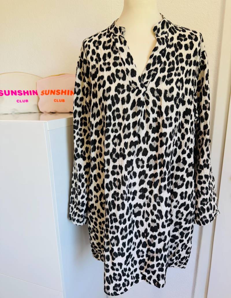 Musselin-Tunikakleid - Leo Beige Schuhzwang Tunika Longbluse Musselinbluse von schuhzwang