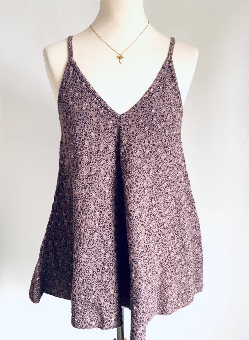 Musselintop Spaghetti Little Flower - Aubergine/Div. Farben Schuhzwang von schuhzwang