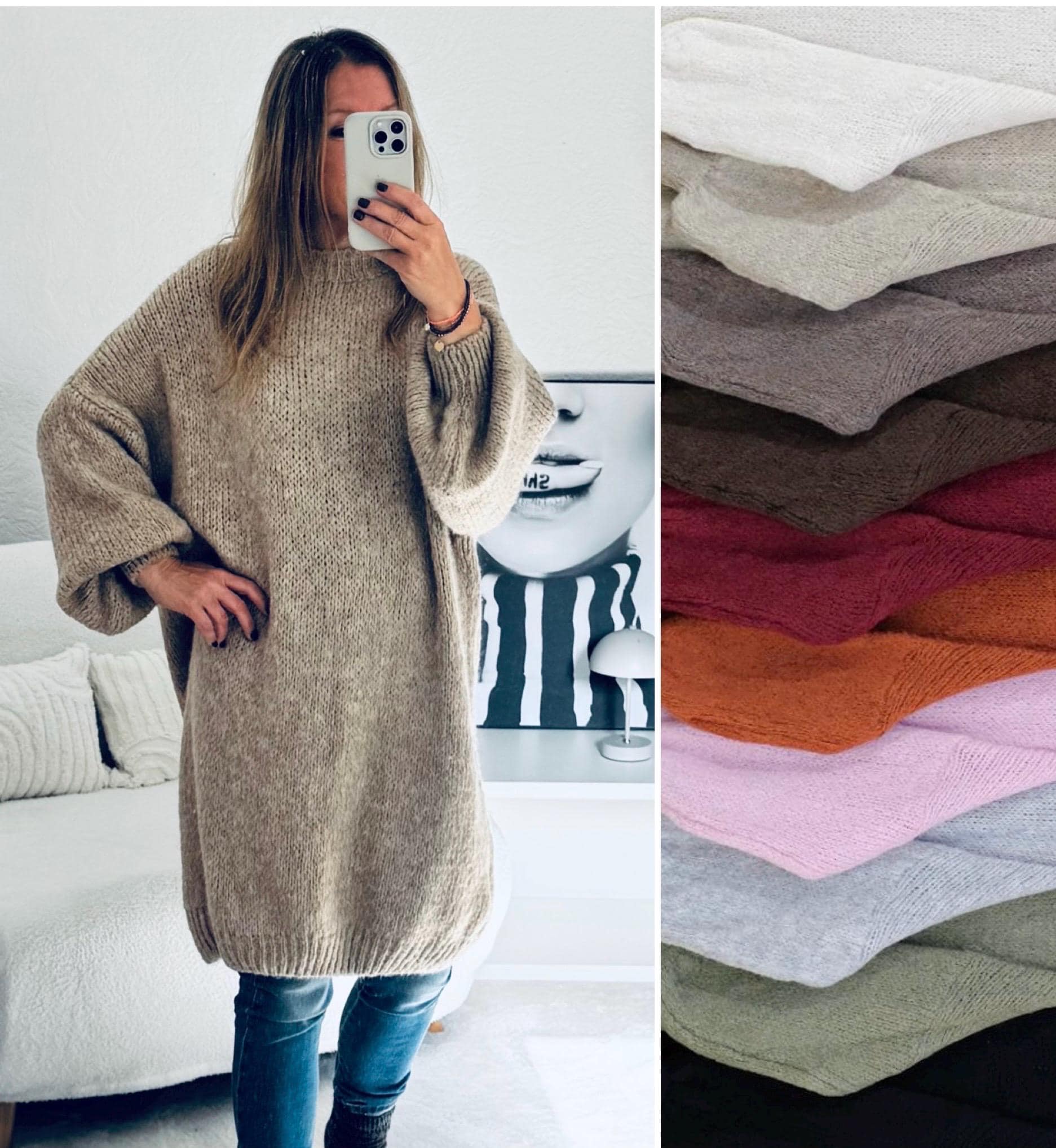 Oversized Flauschiger Langer Strickpullover Grobstrick - Verschiedende Farben Schuhzwang von schuhzwang