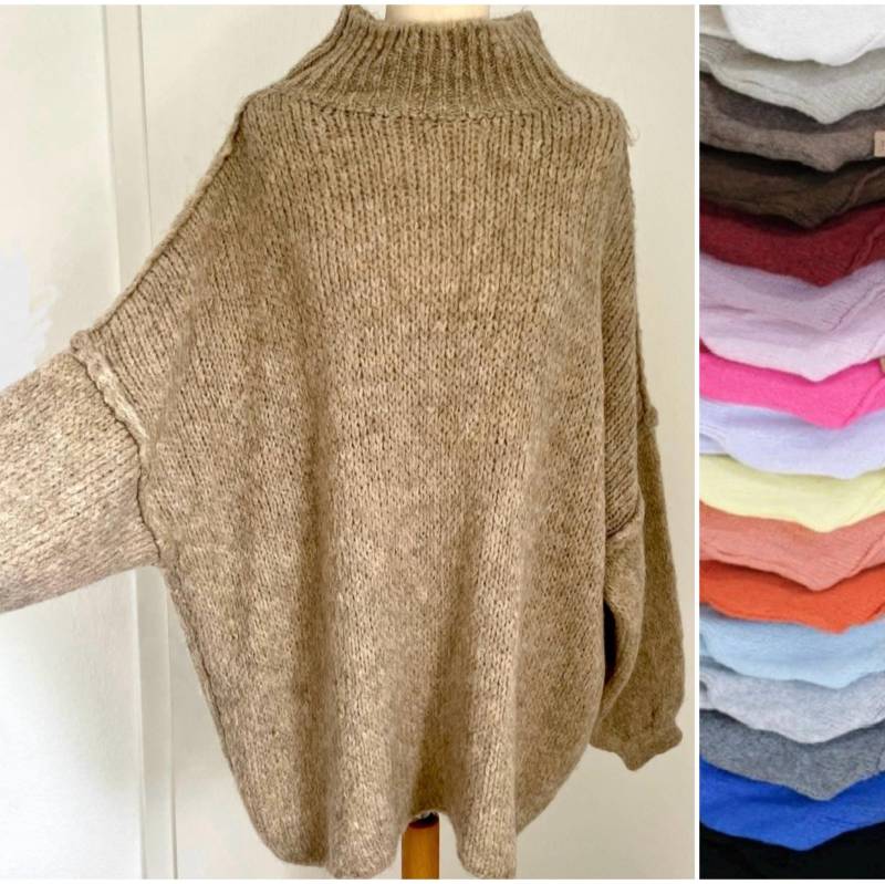 Oversized Flauschiger Strickpullover Turtleneck Grobstrick - Verschiedene Farben Schuhzwang von schuhzwang