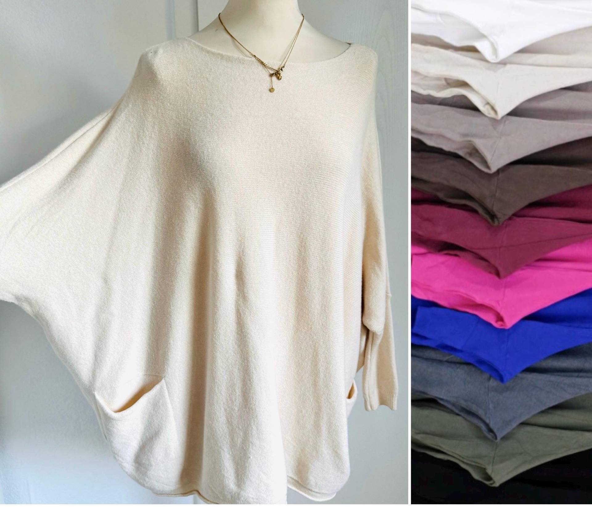 Oversized Pullover Susan Soft Mit Taschen - Creme/Verschiedene Farben Schuhzwang von schuhzwang