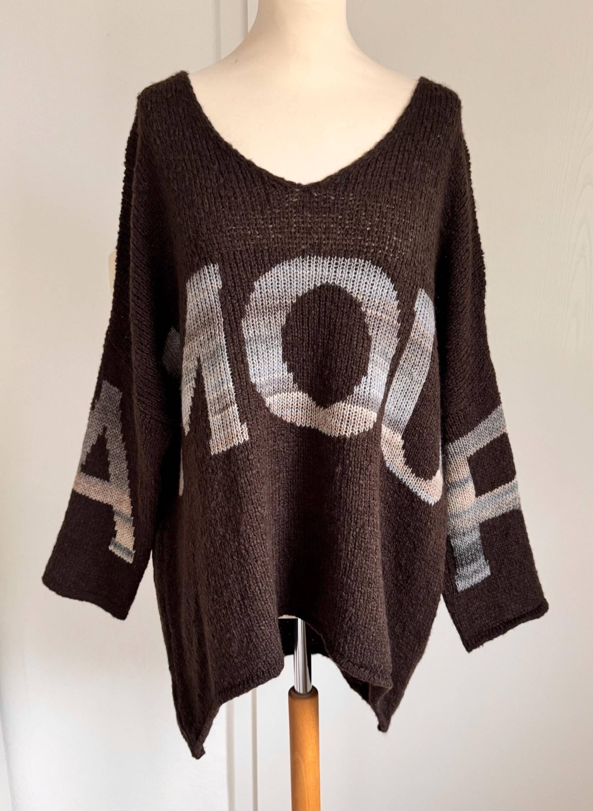 Oversized Strickpullover "Amore" Cia Pulli - Chocolate Schuzwang von schuhzwang