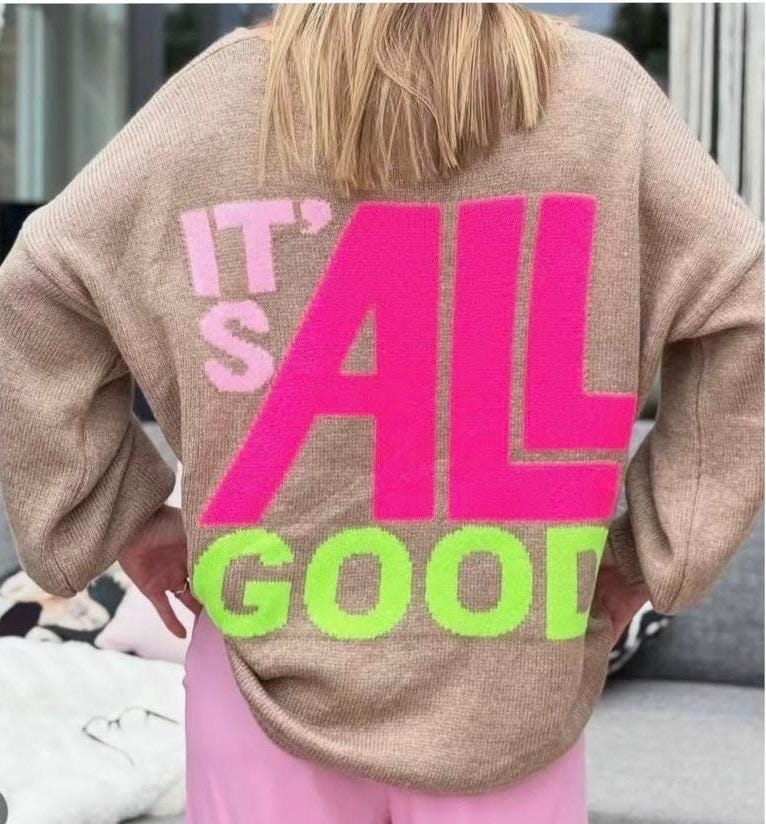 Oversized Strickpullover "It's All Good" Cia Pulli - Lighttaupe Schuzwang von schuhzwang